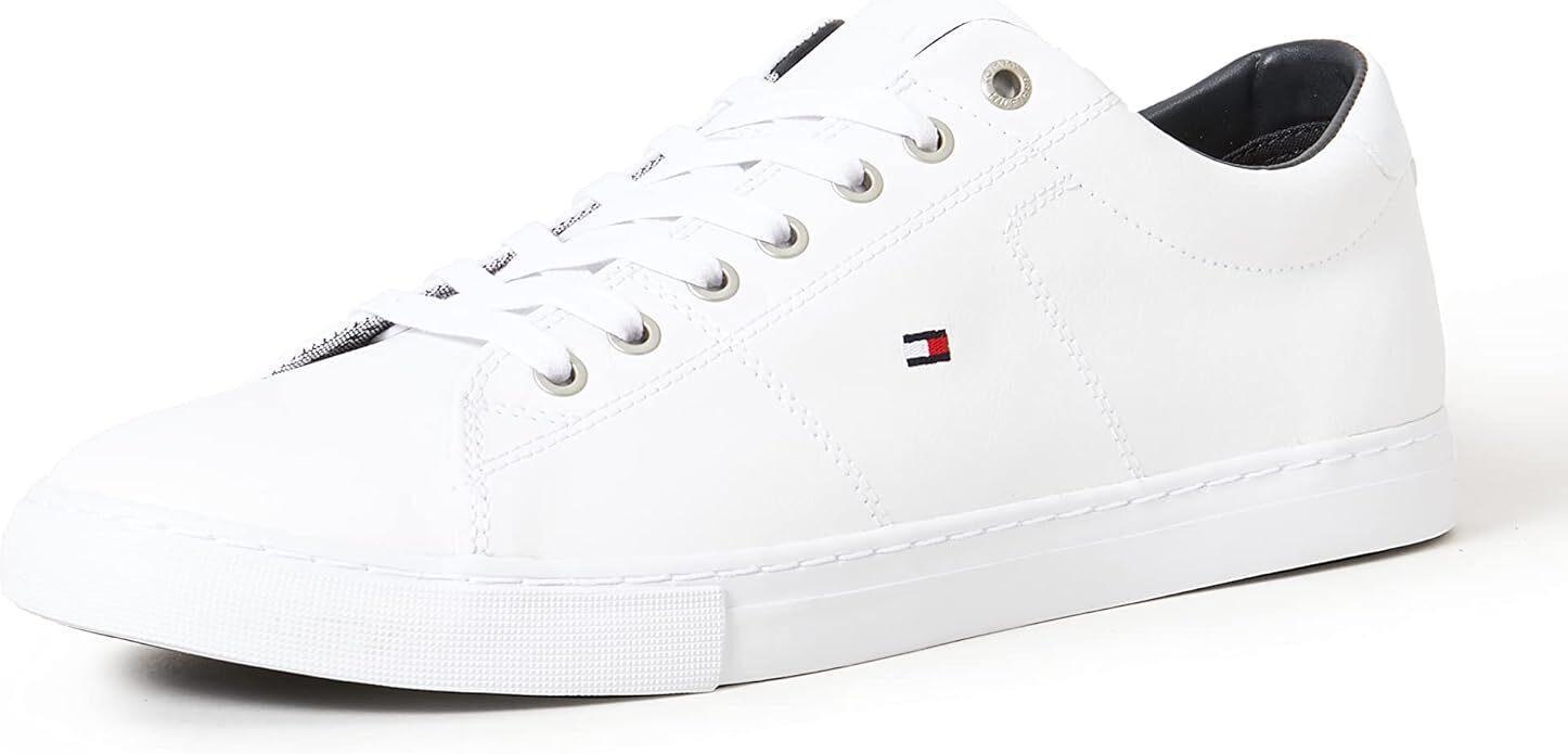 Tommy Hilfiger Mens Essential Leather Sneakers Shoes - White - EU 43