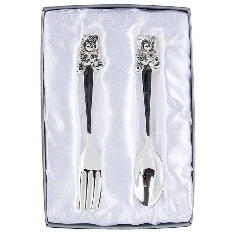 Silver Baby Fork and Spoon Gift Set Newborn Keepsake Christening Gift Boy Girl