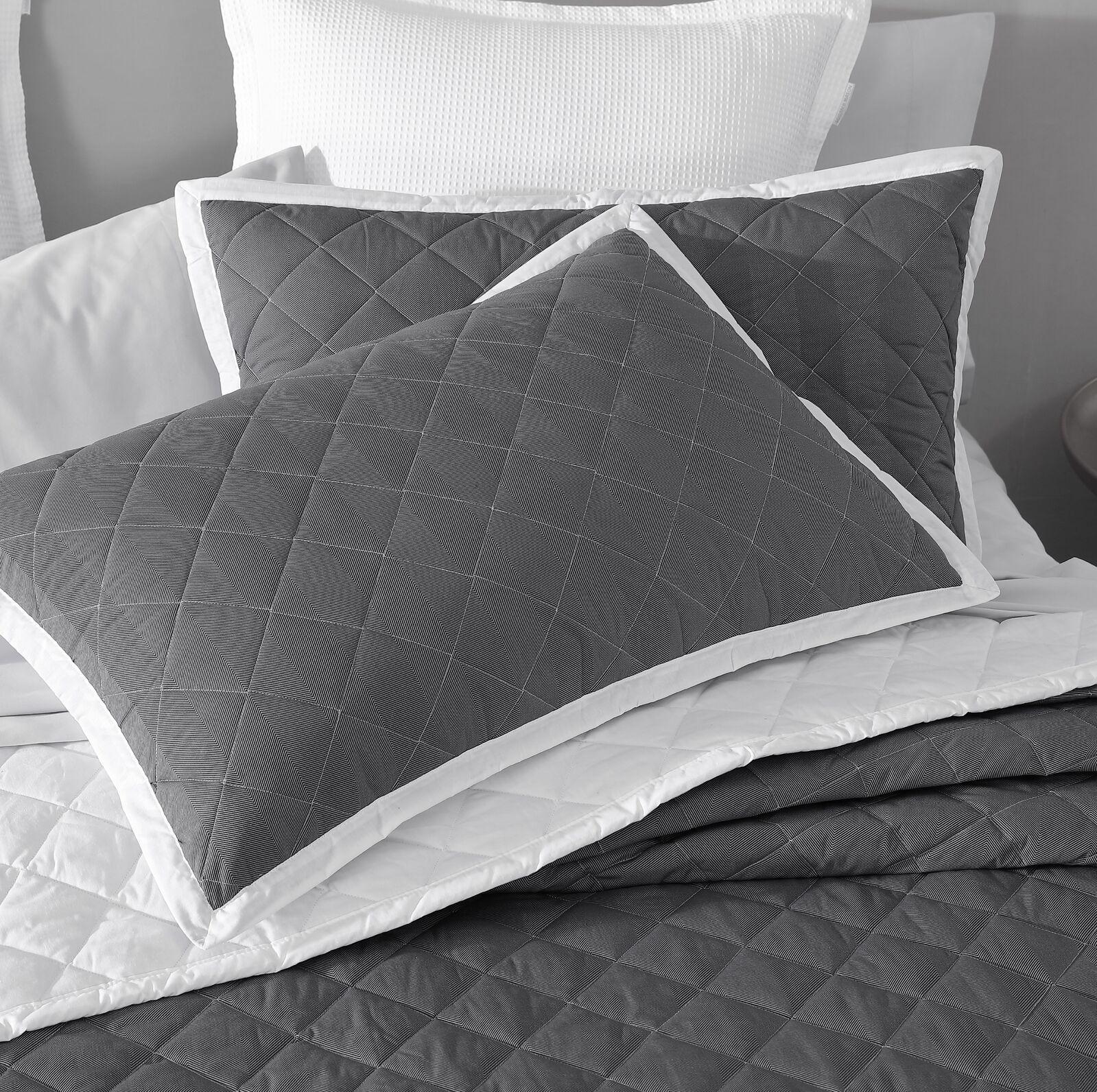Essex Charcoal Quilted Standard Pillowcase Pair with Sham