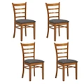 【Sale】Linaria Dining Chair Set of 4 Crossback Solid Rubber Wood Fabric Seat - Walnut
