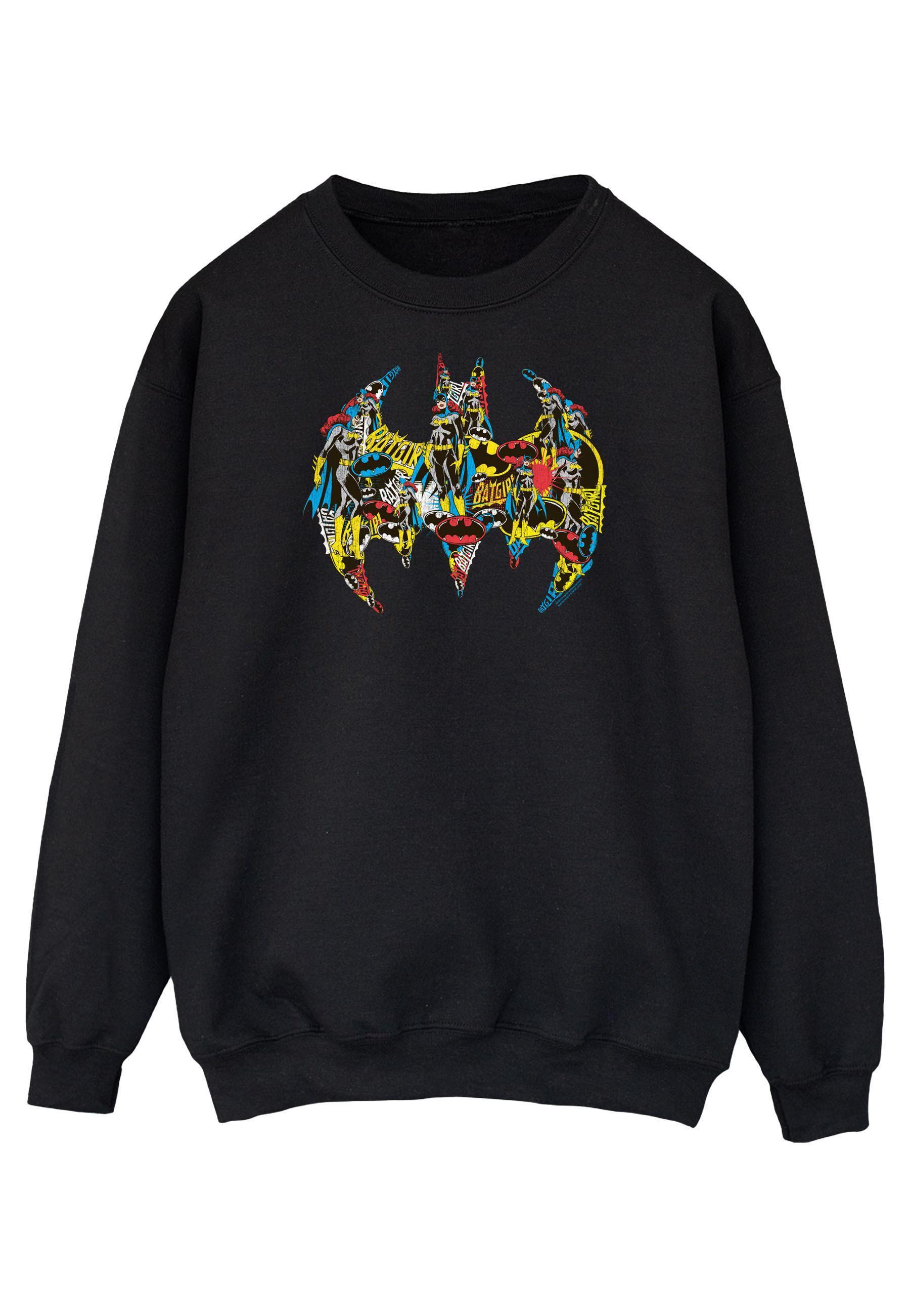 DC Comics Mens Batman Batgirl Logo Collage Sweatshirt (Black) (XXL)