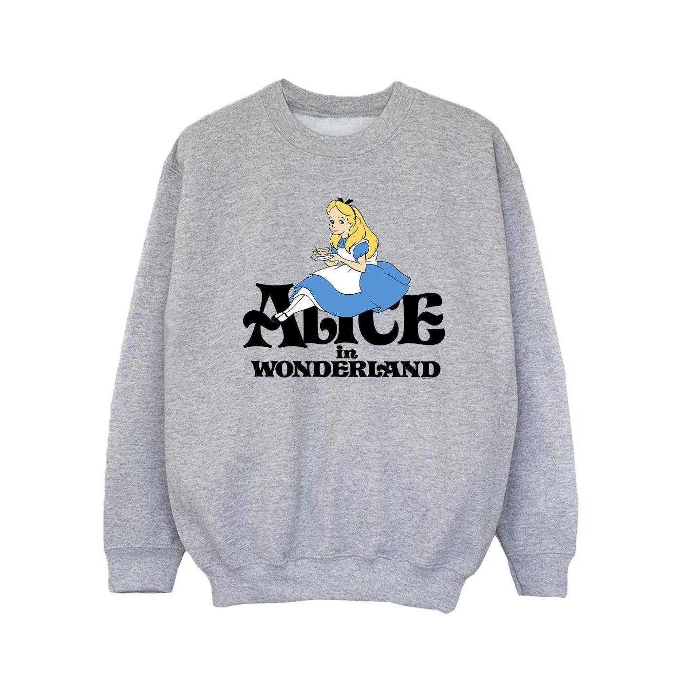 Disney Girls Alice In Wonderland Tea Drinker Classic Sweatshirt (Sports Grey) (12-13 Years)