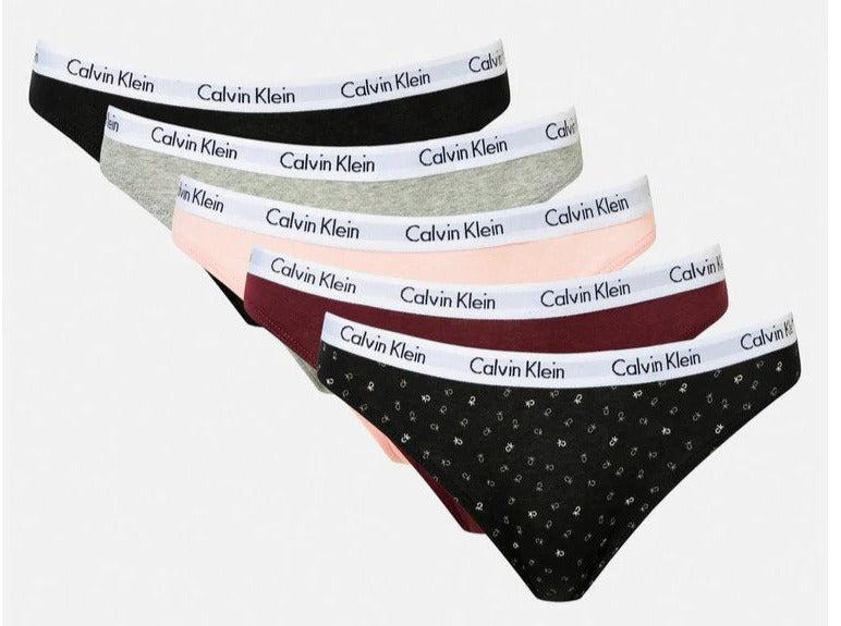 Calvin Klein Women's Carousel Thong 5-Pack - Black/Nymph's Thigh/Tawny Port/Grey Heather/Confetti