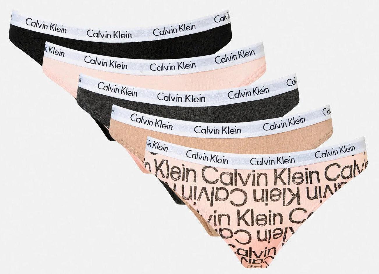 Calvin Klein Women's Carousel Thong 5-Pack - Black/Cedar/Nymph's Thigh/Charcoal Heather/Sketchbook