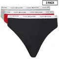 Tommy Hilfiger Women's Basics Classic Logo Thongs 3-Pack - Grey/Red/Blue