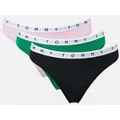 Tommy Hilfiger Women's Cotton Thongs 3-Pack - Green/Pink/Navy