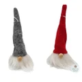 12cm Red Or Grey Gnome Head Hanging Decoration- Assorted Designs