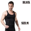 Men's Abdomen Compression Shirt Slimming Body Shaper Vest Undershirt Workout(Black,M)