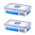 2x Locknlock 800ml Airtight Classic Rectangle Food Storage Container Short Clear
