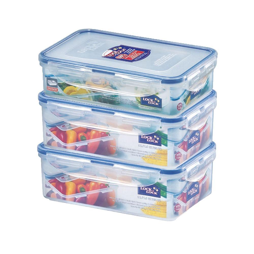 3PK Locknlock Airtight Classic Rectangle Stackable Lunchbox Food Container Set