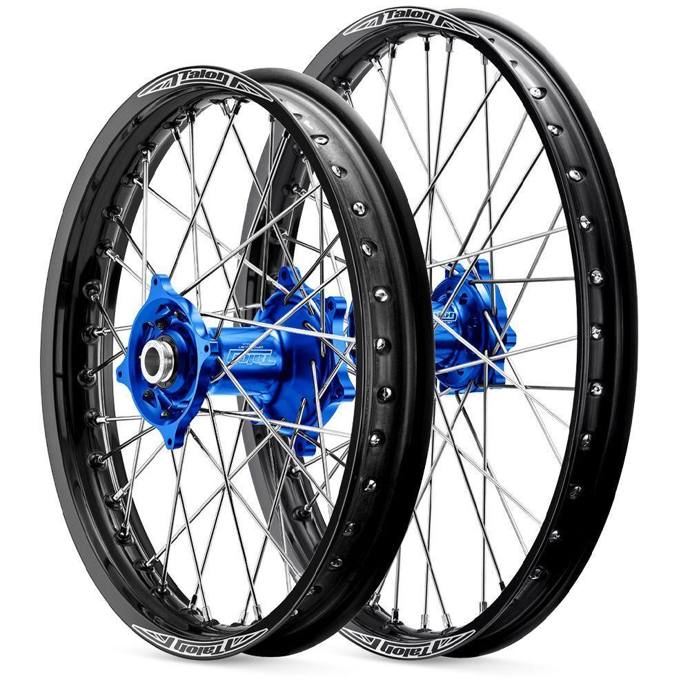 Yamaha YZ250F 2014 - 2024 21/19 Talon Wheel Set Black Rims Blue Hubs