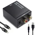 Digital SPDIF Coaxial Toslink to Analog RCA L/R Adapter Converter with Optical Cable for Xbox DVD PS4 Home Theatre Apple TV