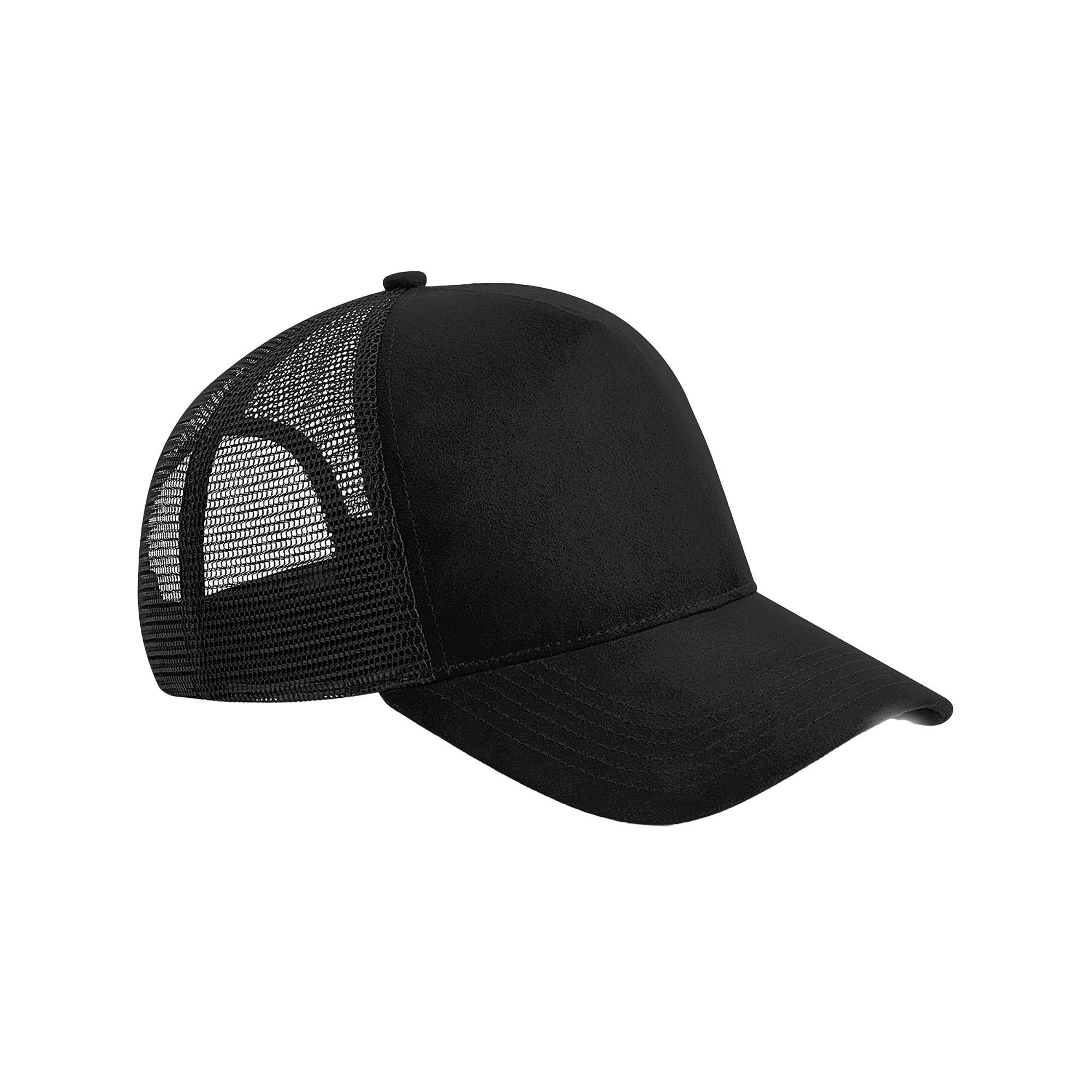 Beechfield Unisex Adult Suede Snapback Trucker Cap (Black) (One Size)