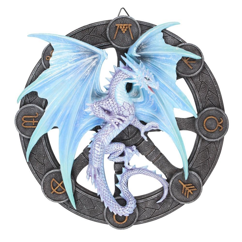 Anne Stokes Yule Resin Dragon Plaque (Grey/Blue) (One Size)