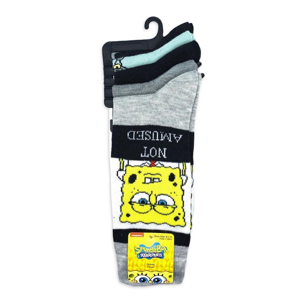 Nickelodeon Spongebob Squarepants Crew Socks By Bioworld - 5 Different Pairs - N