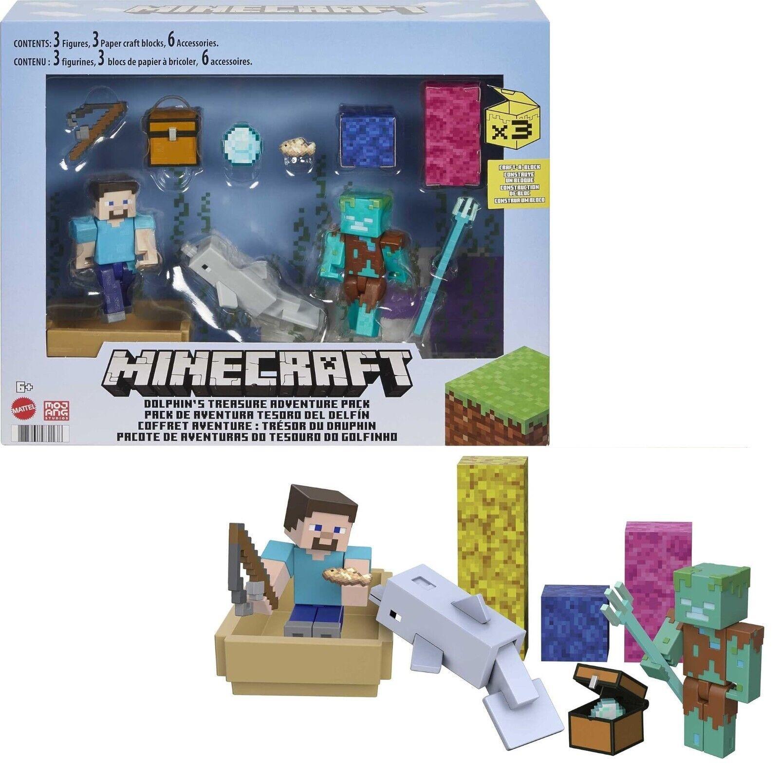 Minecraft Dolphins Adventure Treasure Pack Hunt Story Pack Ages 6+ Toy Figures