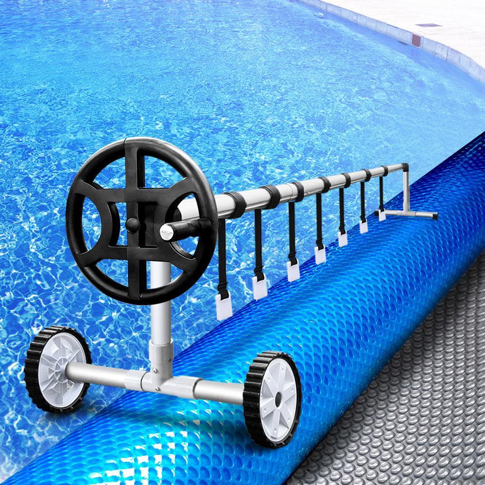 Aquabuddy Pool Cover 500 Micron 7x4m Silver Swimming Pool Solar Blanket 4m Roller