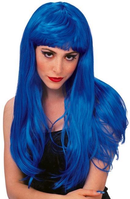 Glamour Blue Witch Long Fringe Costume Women Wig
