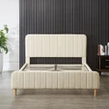 Seneca Upholstered Velvet Bed - Sandy White - Double - Sandy White