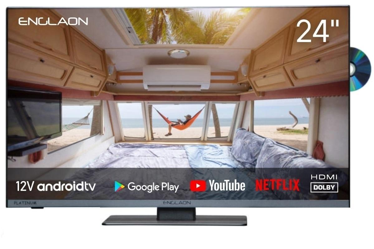 ENGLAON Frameless 24' Full HD Android Smart 12V TV With Built-in DVD player and Chromecast