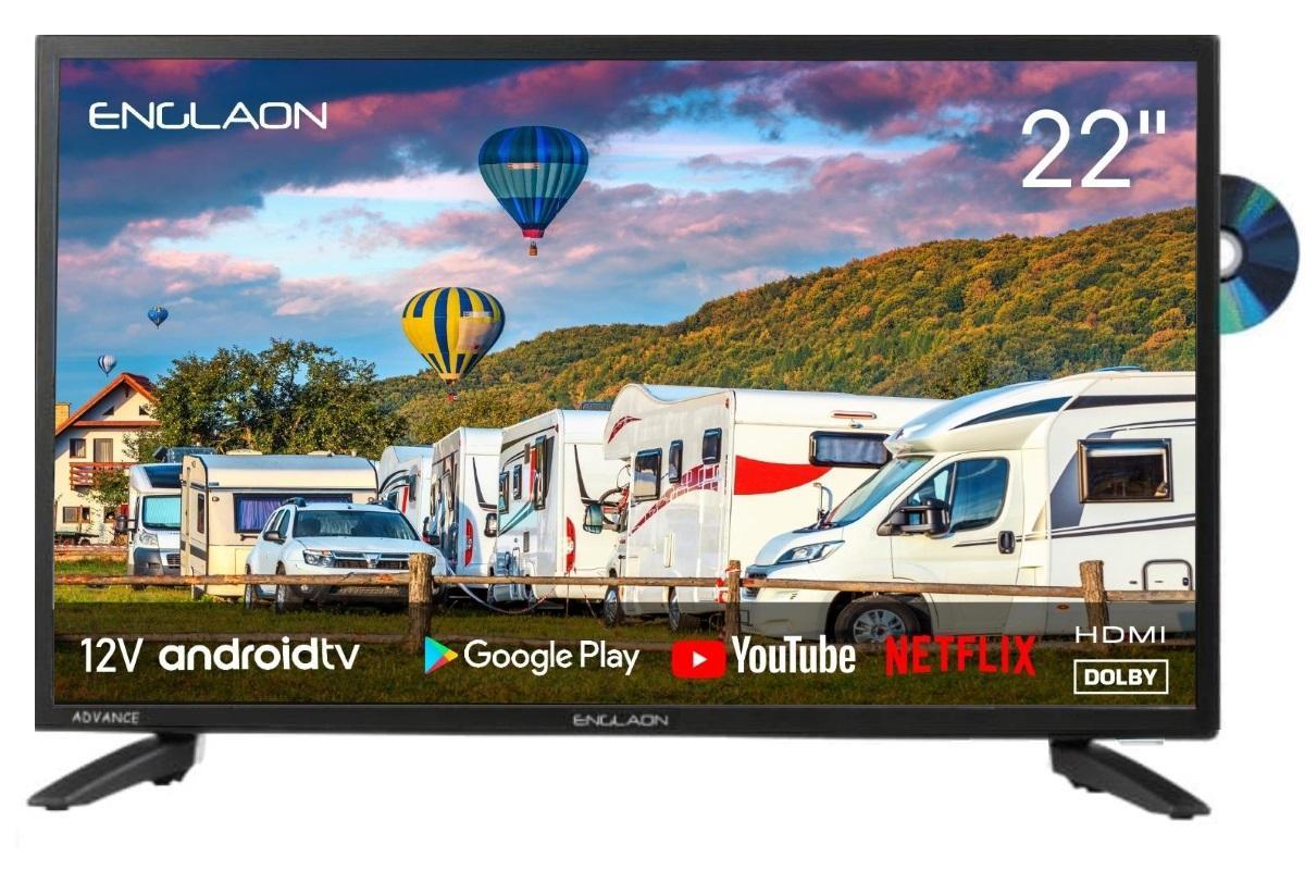 ENGLAON 22'' Full HD Smart 12V TV With Built-in DVD Player & Chromecast & Bluetooth Android 11