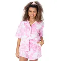 Barbie Womens/Ladies Tie Dye Towelling T-Shirt & Shorts Set (Pink) (XL R)
