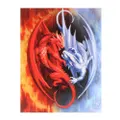 Anne Stokes Fire And Ice Canvas Plaque (Red/Blue) (25cm x 19cm)