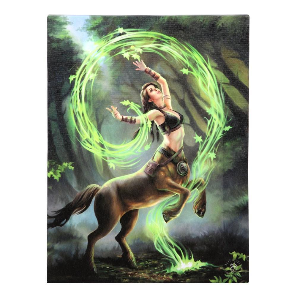 Anne Stokes Earth Elemental Sorceress Canvas Plaque (Green/Black/Brown) (25cm x 19cm)