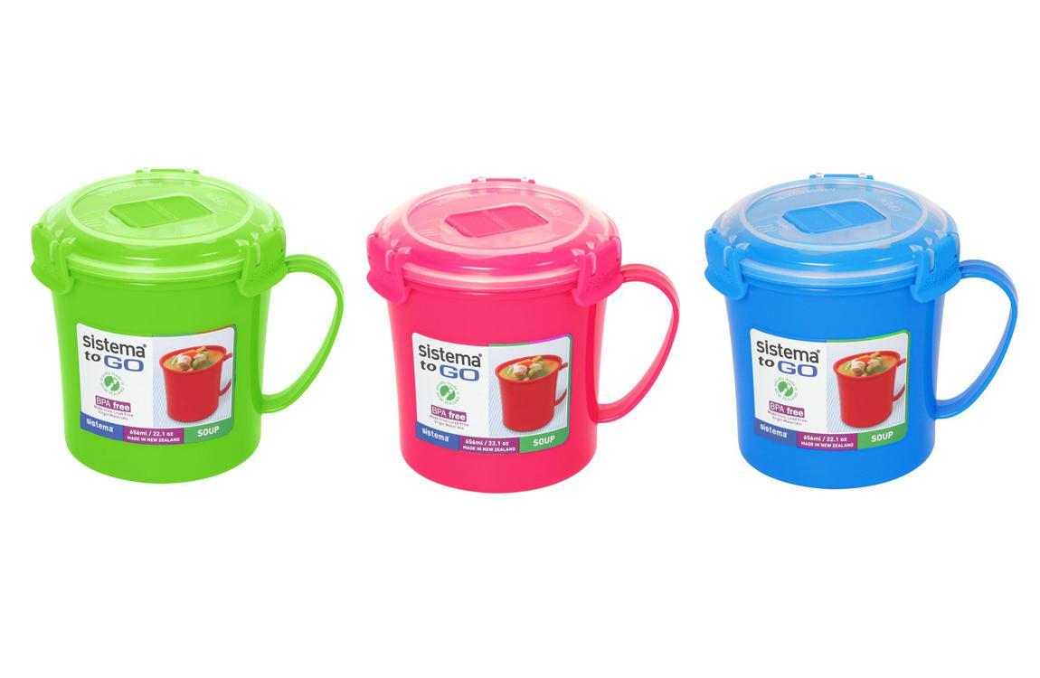 3 Sistema Soup Mugs Various Colours