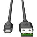 EFM Flipper Reversible Micro USB to USB-A Cable 2m Black Phone Charging Cable