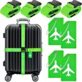 4PCS Luggage Tags, Straps, Silicone Name ID Card, Durable Buckle, Adjustable Strap, Light Green