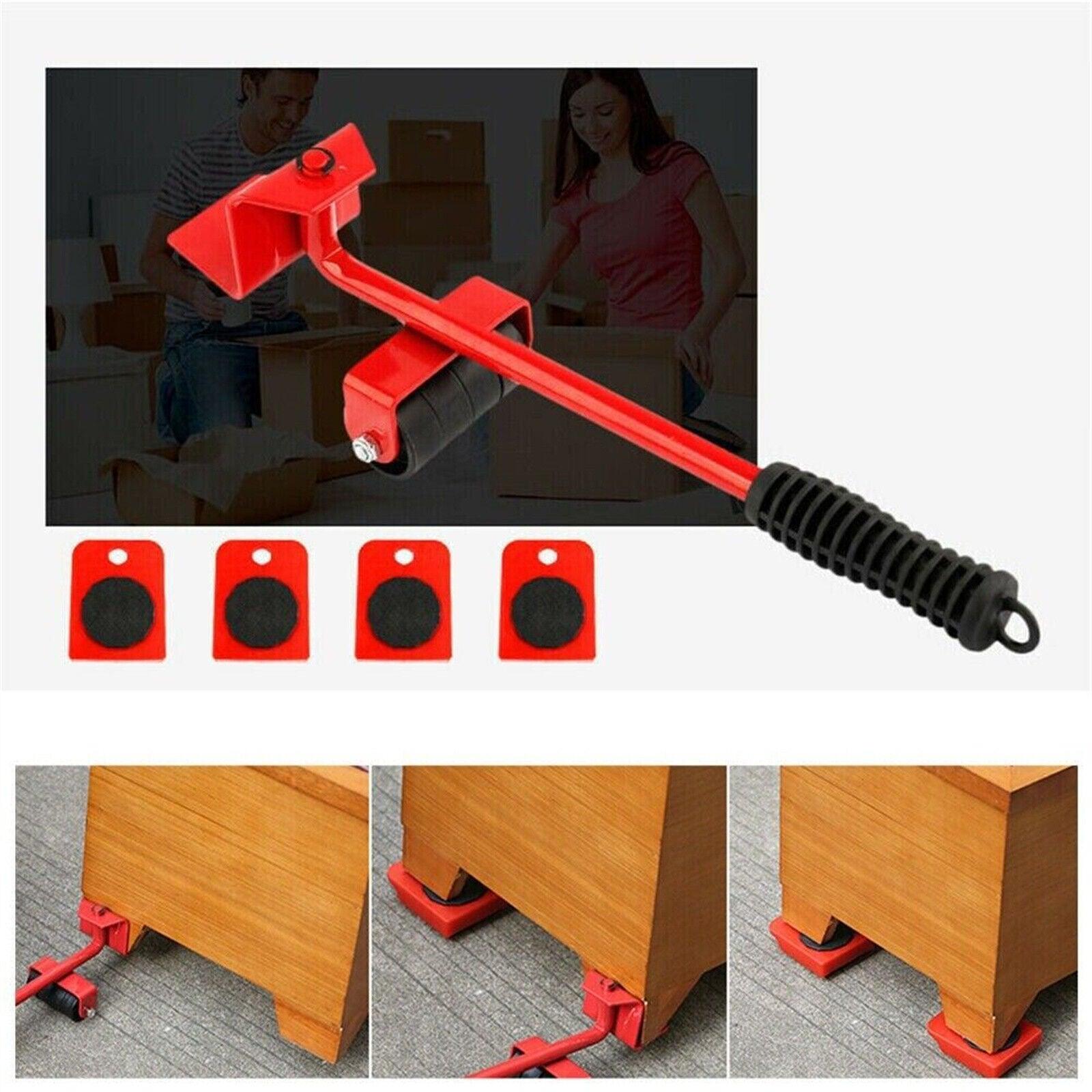 5PCS Heavy Furniture Moving Lifter Roller Move Tool Set Wheel Mover Sliders Kit