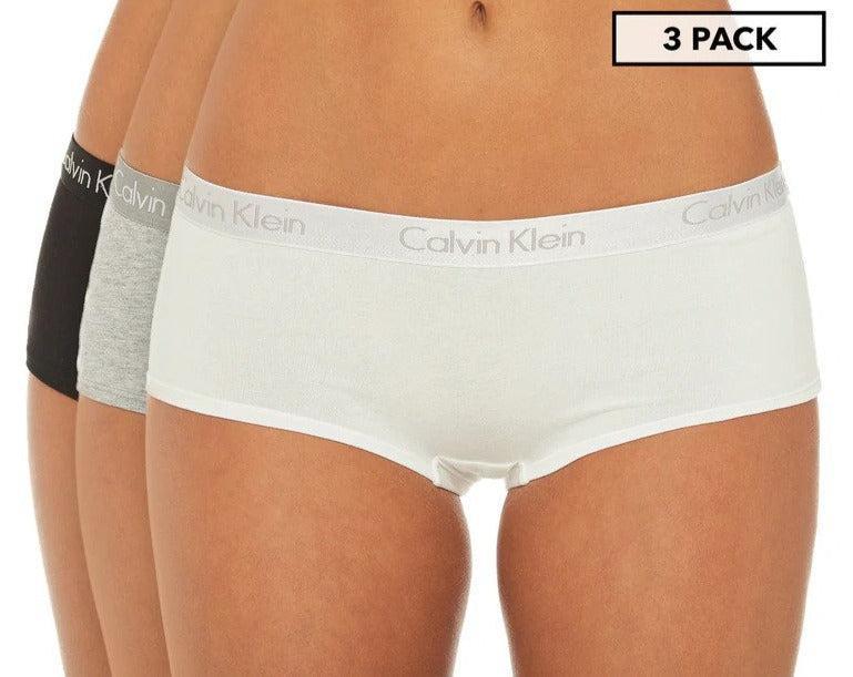 Calvin Klein Women's Motive Cotton Boyshorts 3-Pack - Black/White/Grey