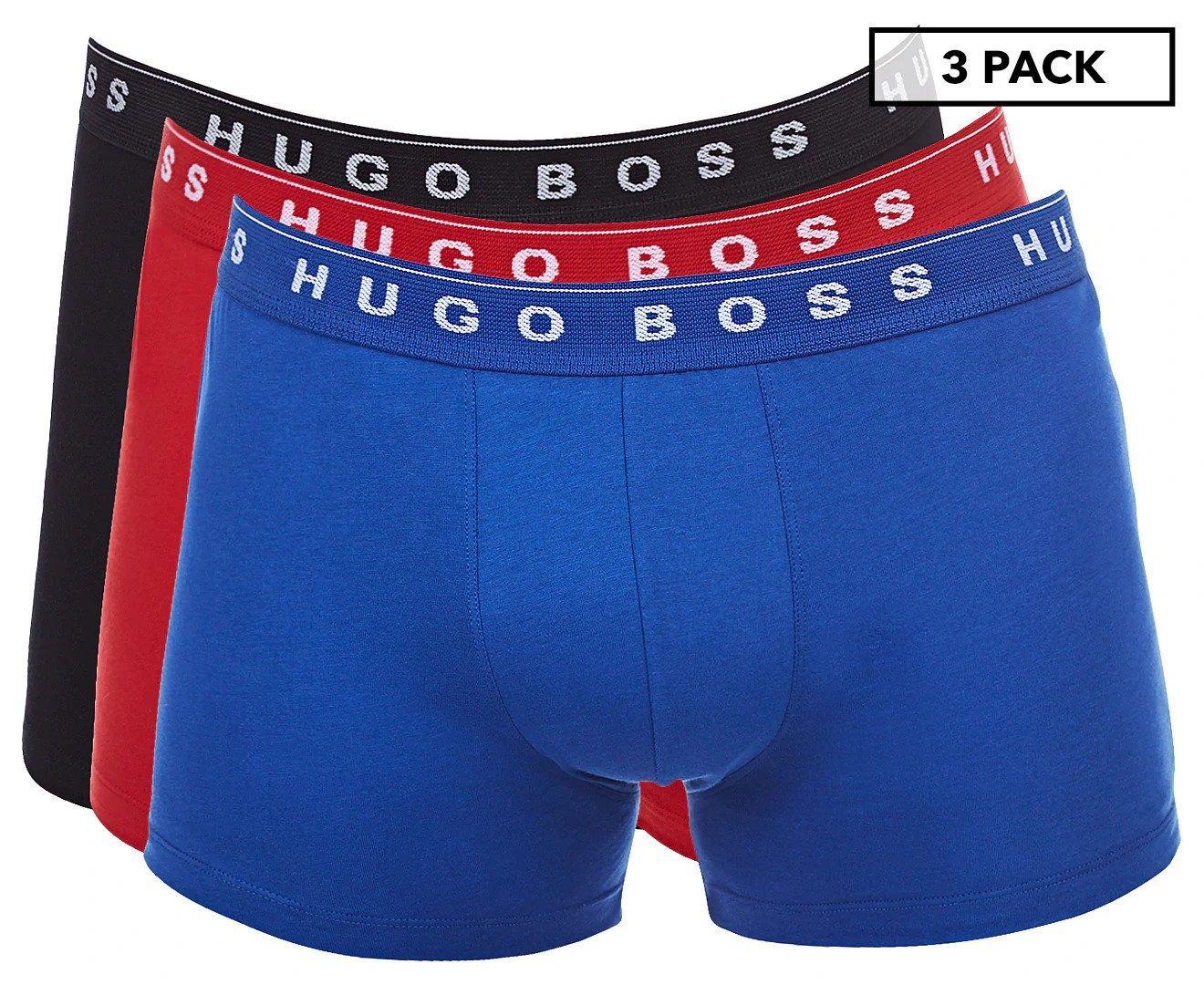 Hugo Boss Men's Pure Cotton Boxer/Trunk 3-Pack - Red/Blue/Black