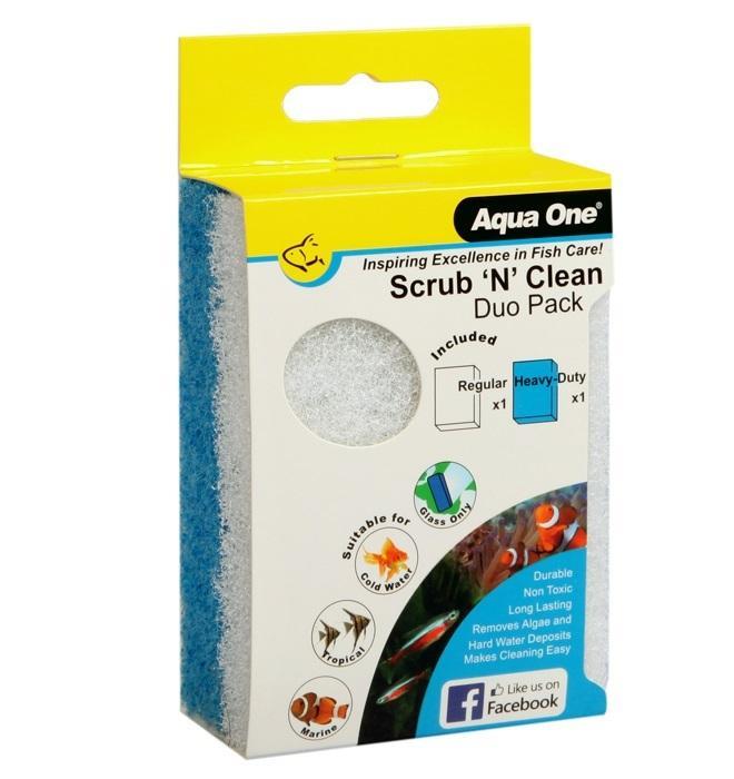 Fine & Coarse Aquarium Algae Pads Scrub 'N' Clean Duo Pack for Fish Tank Cleaning by Aqua One