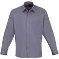 Premier Mens Long Sleeve Formal Plain Work Poplin Shirt (Steel) (22)