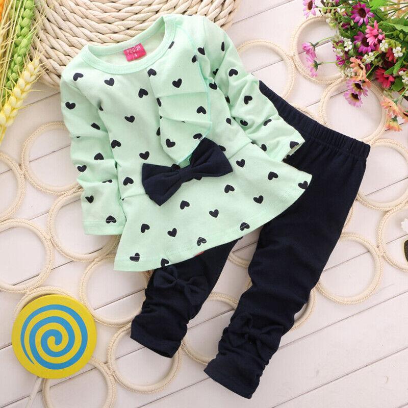 Vicanber Toddler Baby Warm Long Sleeve Top Joggergers Pants Outfits Set(Green,1-2 Years)