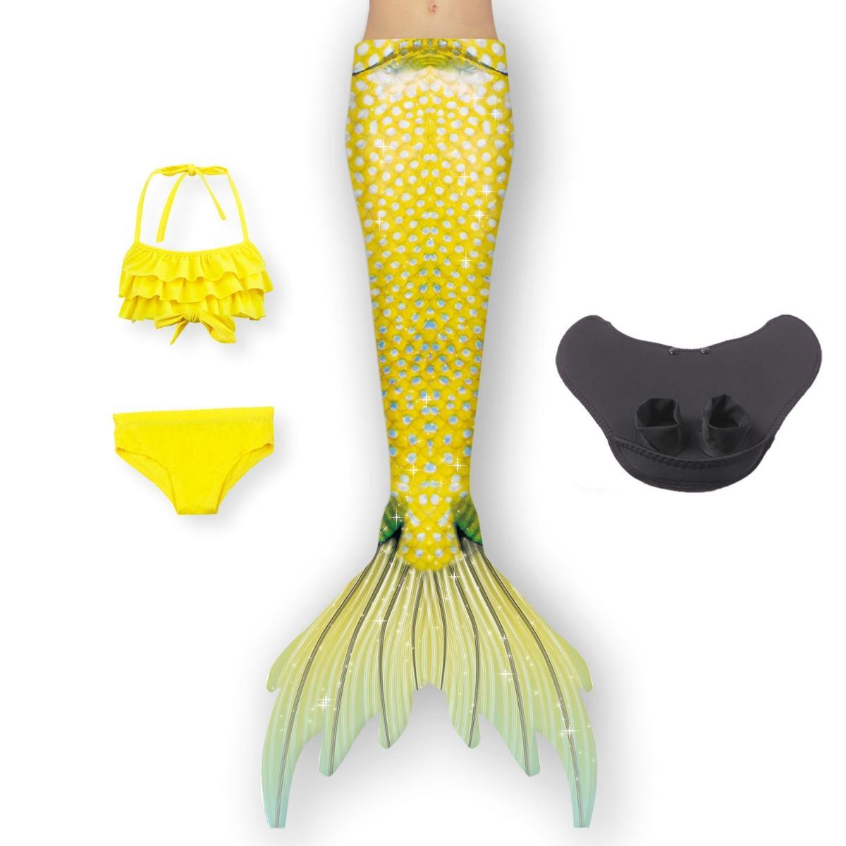 Girls 4pcs Mermaid Tail Set - E31020 Bikini Top + underwear + Tail + Monofin Swimwear
