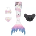 Girls 4pcs Mermaid Tail Set - E409 Bikini Top + underwear + Tail + Monofin Swimwear