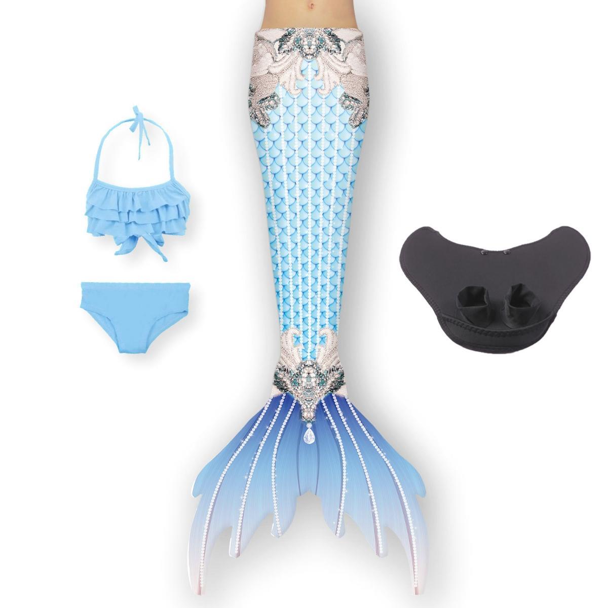 Girls 4pcs Mermaid Tail Set - E31015 Bikini Top + underwear + Tail + Monofin Swimwear