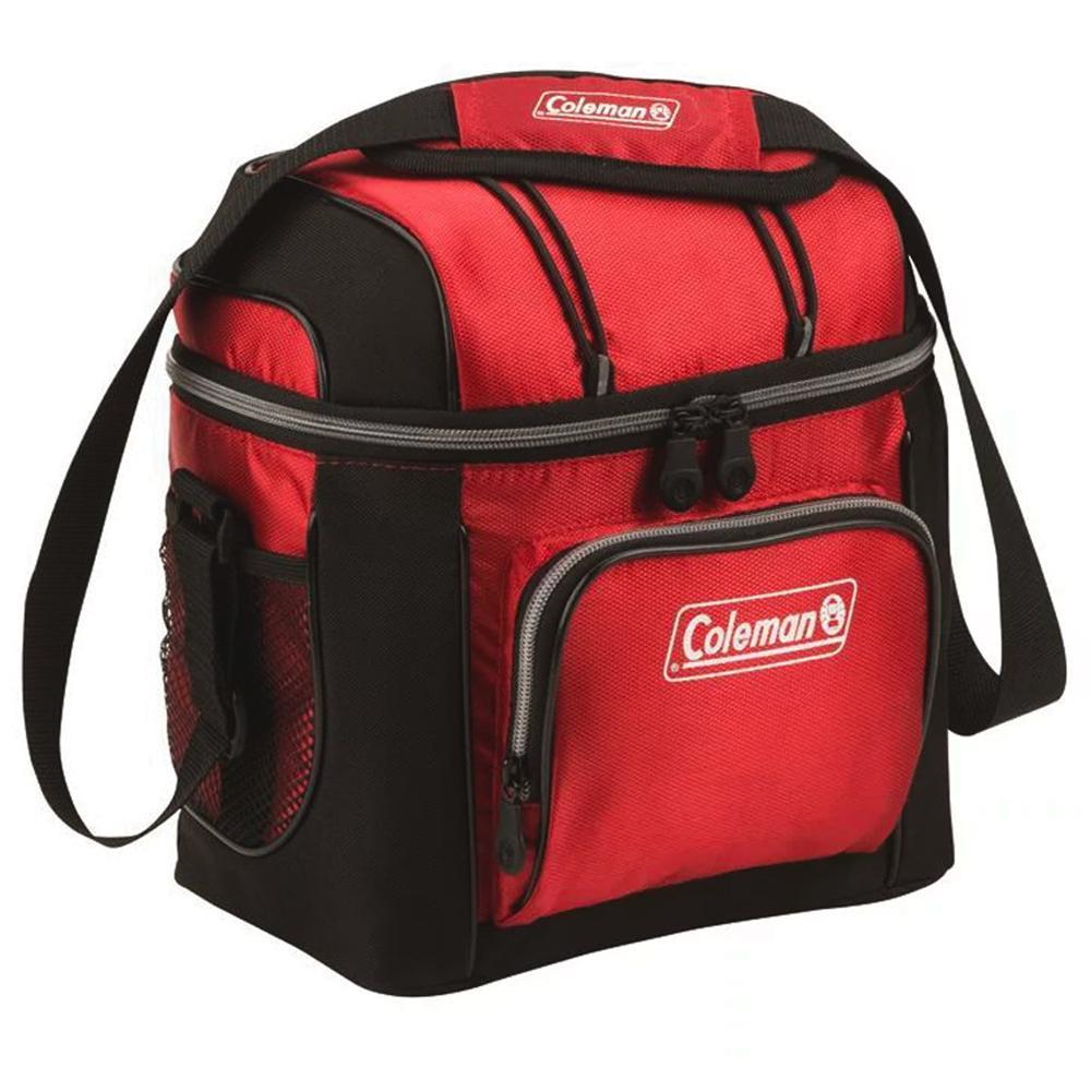 Coleman Outdoor 9 Can Soft Shell Cooler Insulated Camping Lunchbox/Bag Red/Black
