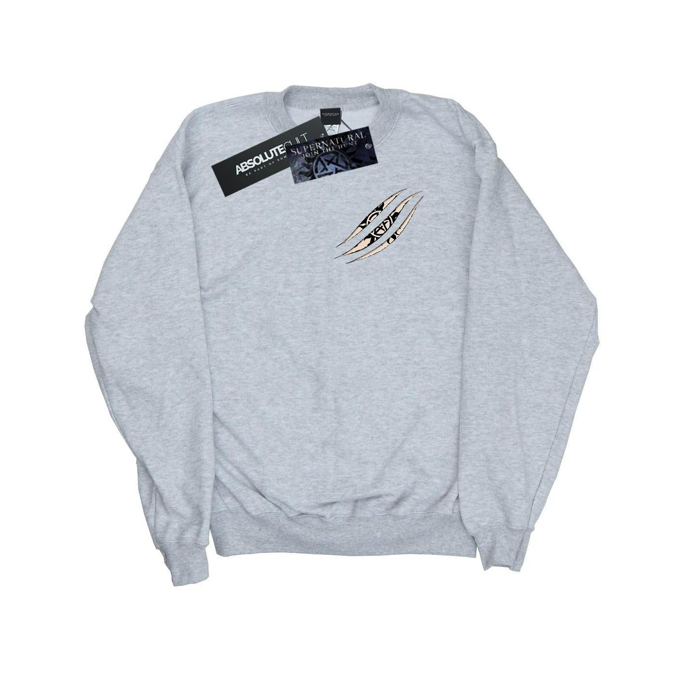 Supernatural Mens Symbol Scratch Sweatshirt (Sports Grey) (XL)