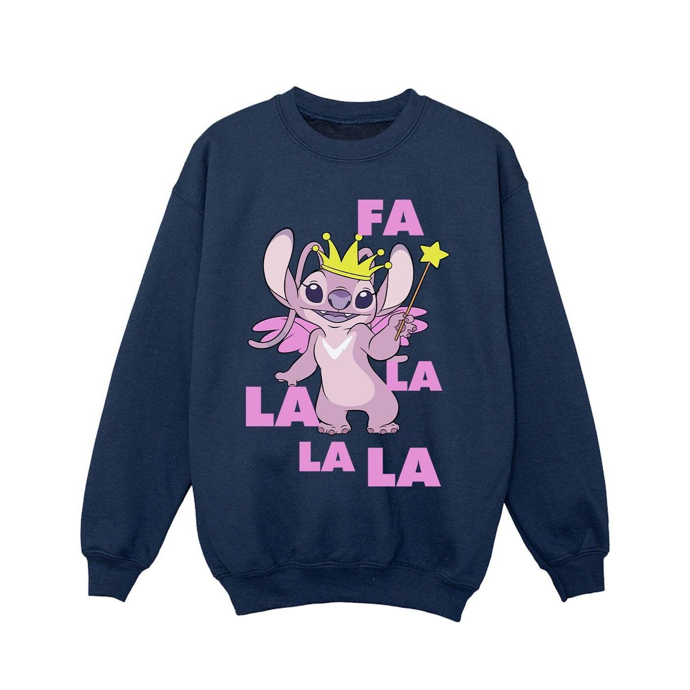 Disney Girls Lilo & Stitch Angel Fa La La Sweatshirt (Navy Blue) (3-4 Years)