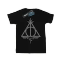 Harry Potter Girls Deathly Hallows Symbol Cotton T-Shirt (Black) (5-6 Years)