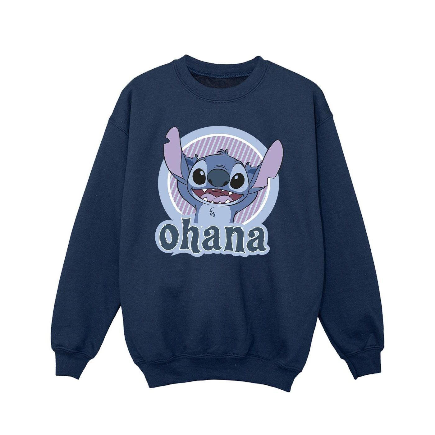 Disney Girls Lilo And Stitch Ohana Circle Sweatshirt (Navy Blue) (5-6 Years)