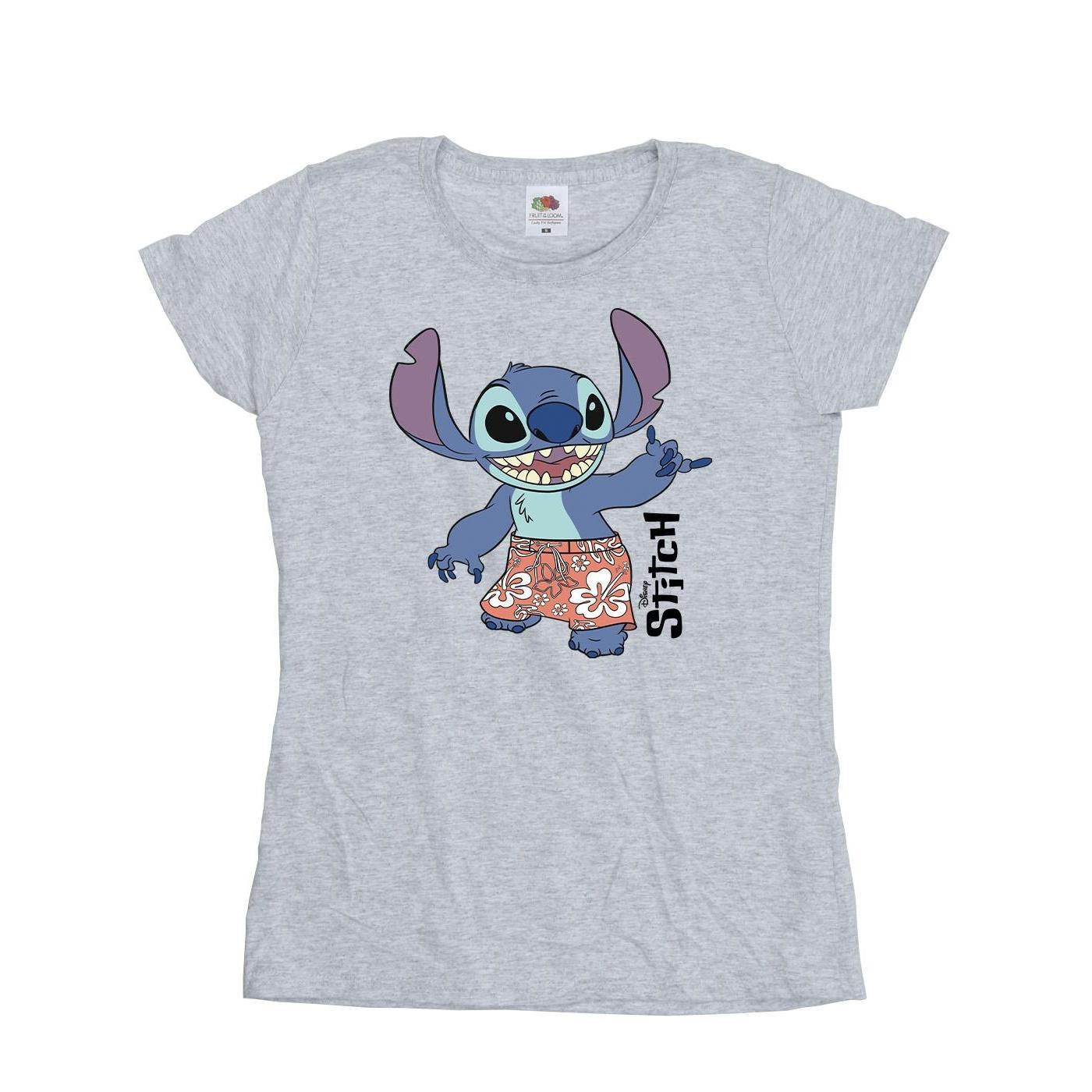 Disney Womens/Ladies Lilo & Stitch Bermuda Shorts Cotton T-Shirt (Sports Grey) (S)