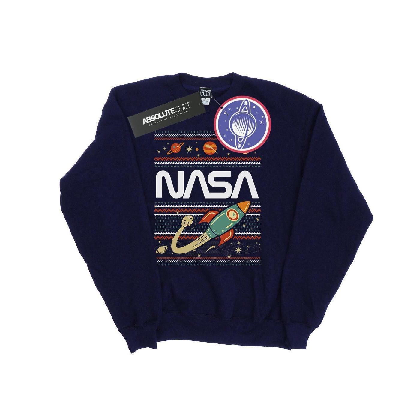 NASA Girls Fair Isle Sweatshirt (Navy Blue) (12-13 Years)
