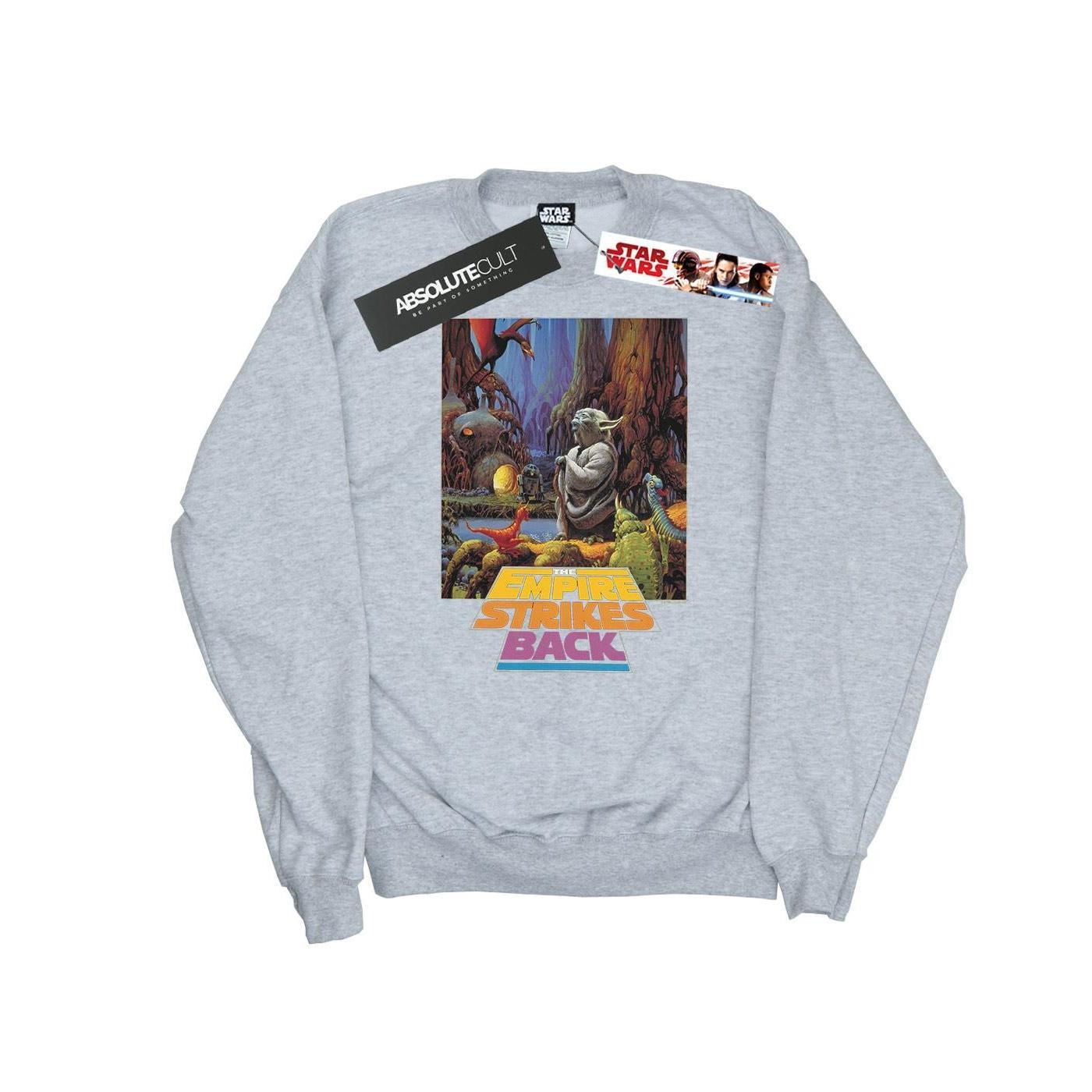 Star Wars Girls Yoda Poster Sweatshirt (Sports Grey) (5-6 Years)