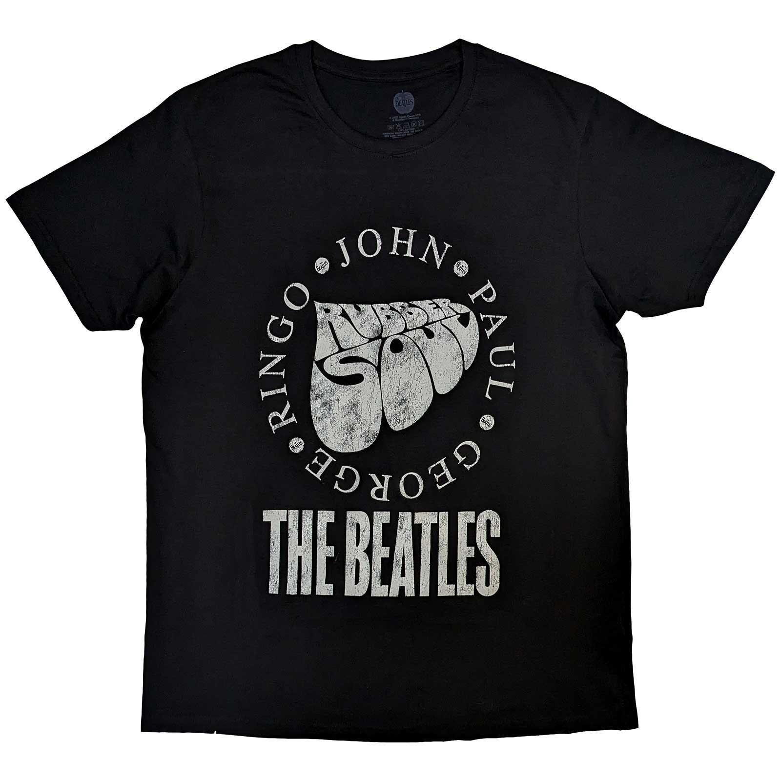 The Beatles Unisex Adult Rubber Soul Names Cotton T-Shirt (Black) (S)