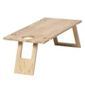 Fromagerie Rectangle Wooden 75cm Collapsible Picnic Table Tray w/Wine Holder BRN